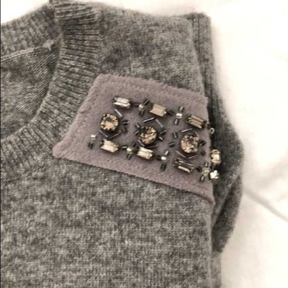 J.Crew Grey Sweater with Cashmere and Jewels - Picture 2 of 7